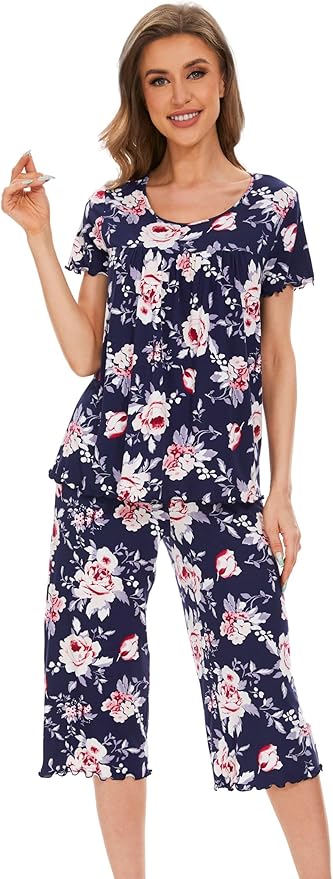 Bamboo Capri Pajama Set - Short Sleeve - 2 Piece