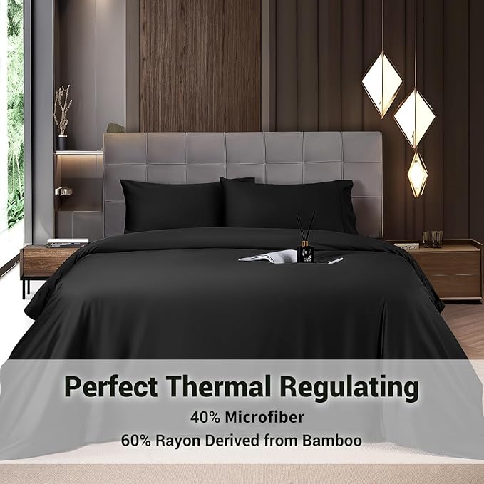 Bamboo Cooling Bed Sheet Set - King - 4 Piece