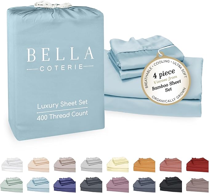 Bamboo Cooling Bed Sheet Set - King - 18 in Deep Pocket