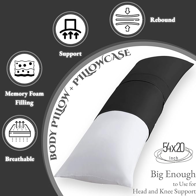Memory Foam Body Pillow - Full - 20 x 54 in