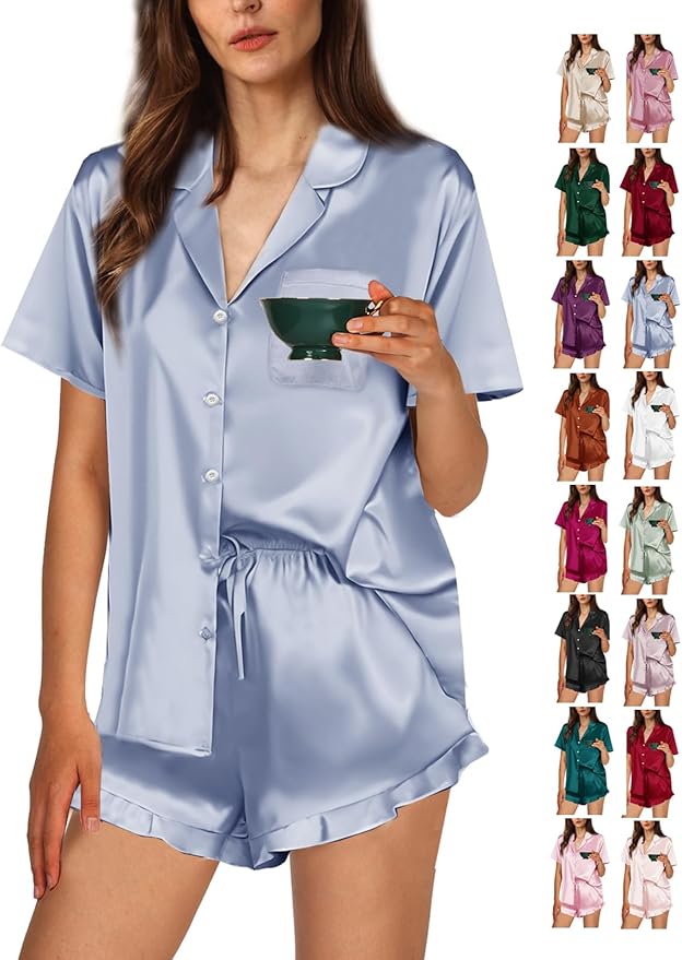 Women's Satin Pajama Set - 2 Piece