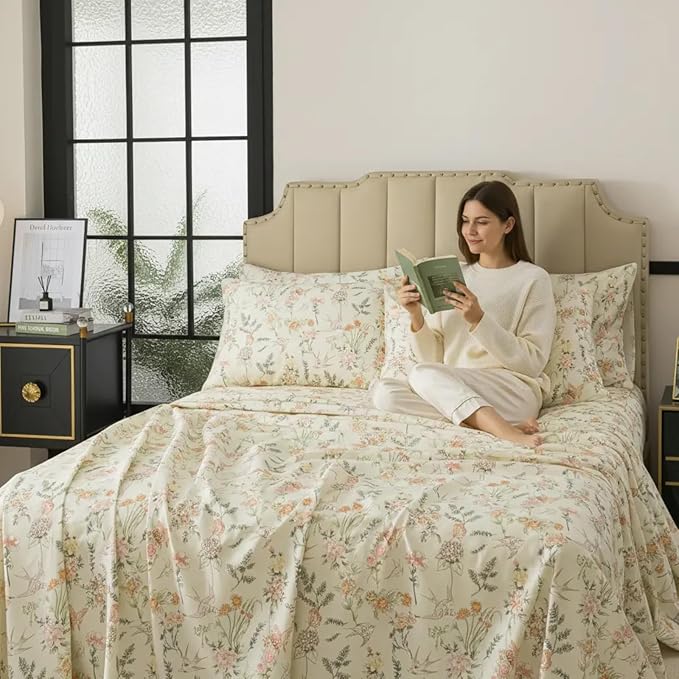 100% Cotton Bed Sheet Set - Queen - 4 Piece
