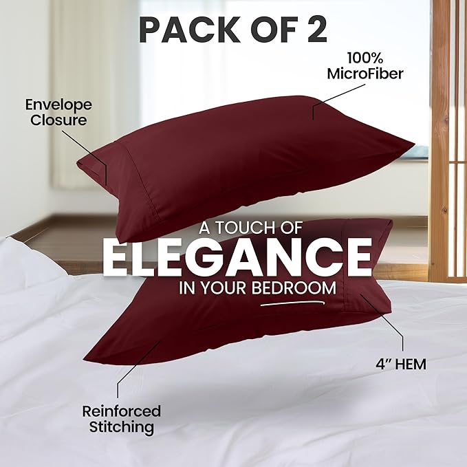 Microfiber Pillowcase Set - Standard - 20 x 26 in - 2 Pack