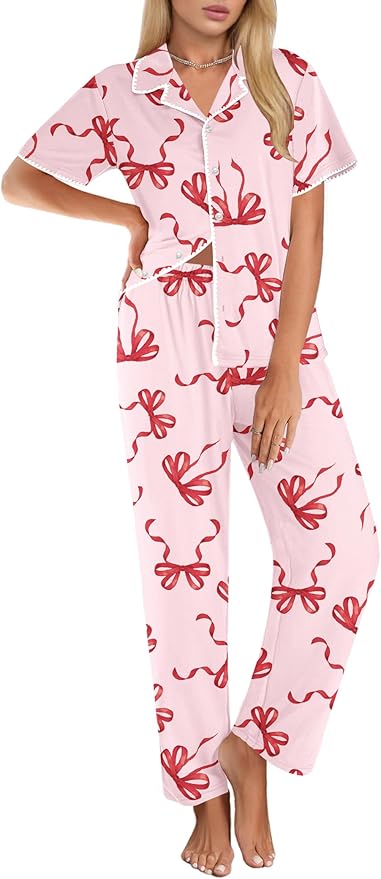 Women's Pants Pajama Set - Short Sleeve - 2 Piece