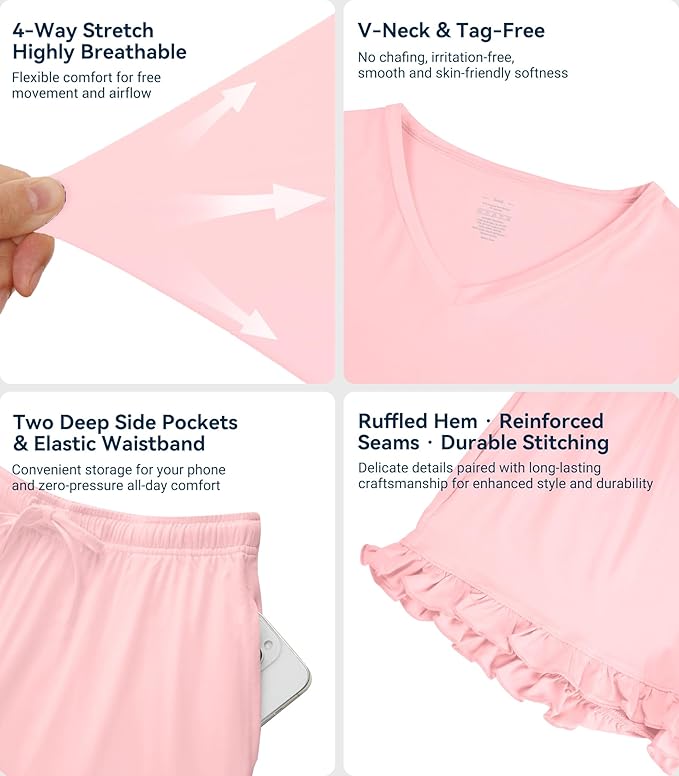 Bamboo Cooling Shorts Pajama Set - Short Sleeve - 2 Piece