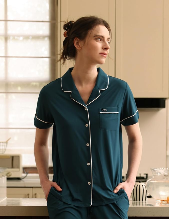 Women's Bamboo Pajama Set - Short Sleeve - 2 Piece