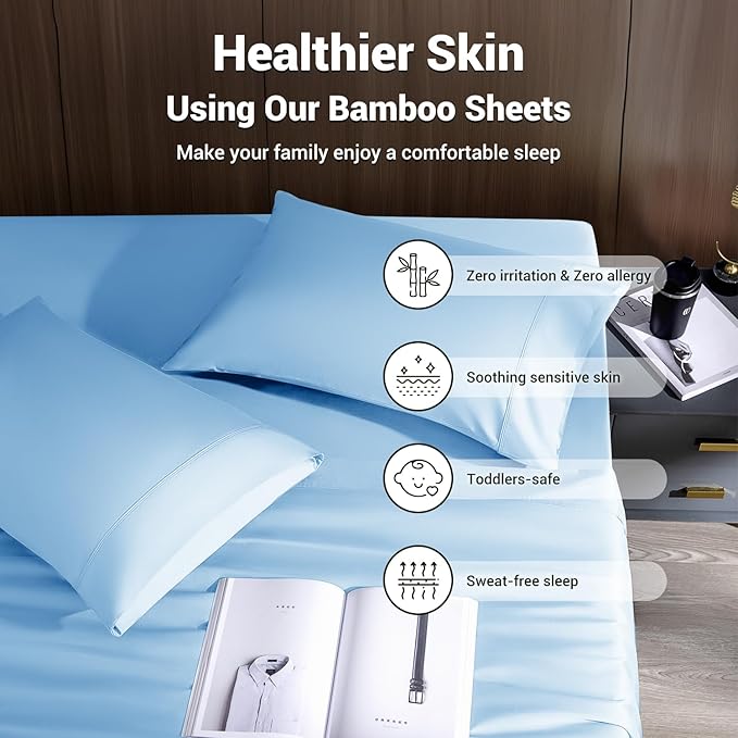 Bamboo Cooling Bed Sheet Set - California King - 4 Piece