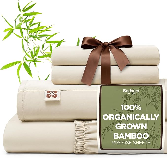 Bamboo Cooling Bed Sheet Set - King - 18 in Deep Pocket - 4 Piece