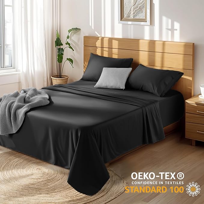 100% Cotton Bed Sheet Set - King - 4 Piece