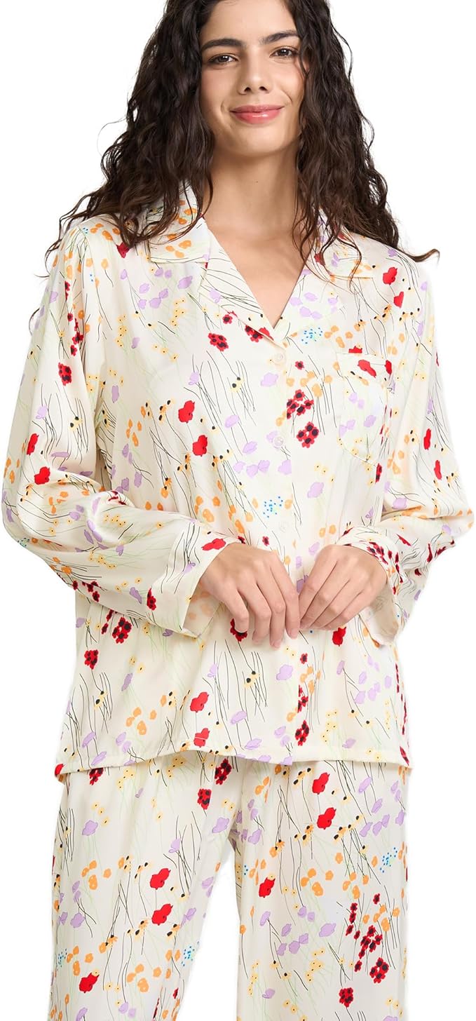 Satin Pajama Set - Long Sleeve - 2 Piece