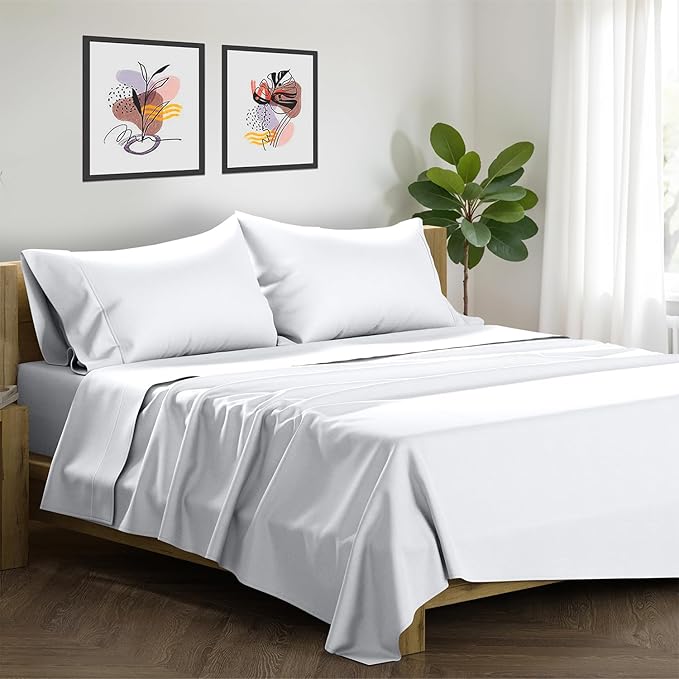 Linen Cooling Bed Sheet Set - California King - 17 in Deep Pocket - 4 Piece