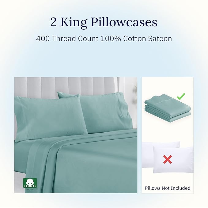 100% Cotton Pillowcase Set - King - 2 Piece