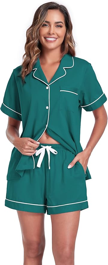 100% Cotton Pajama Set - Short Sleeve - 2 Piece