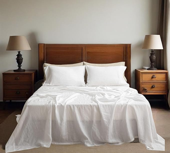 Linen Bed Sheet Set - King - 4 Piece