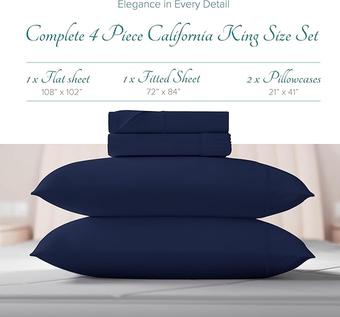 Linen Cooling Bed Sheet Set - California King - 16 in Deep Pocket - 4 Piece