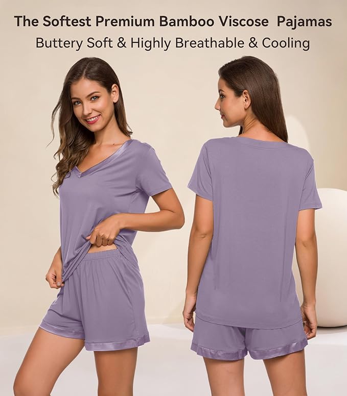 Women's Bamboo Cooling Pajama Set - Short Sleeve - 2 Piece
