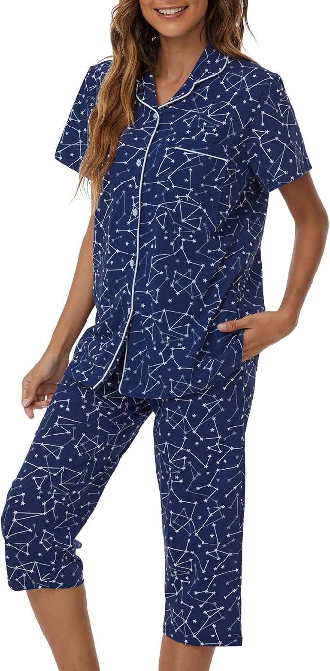 Capri Pajama Set - Short Sleeve - 2 Piece