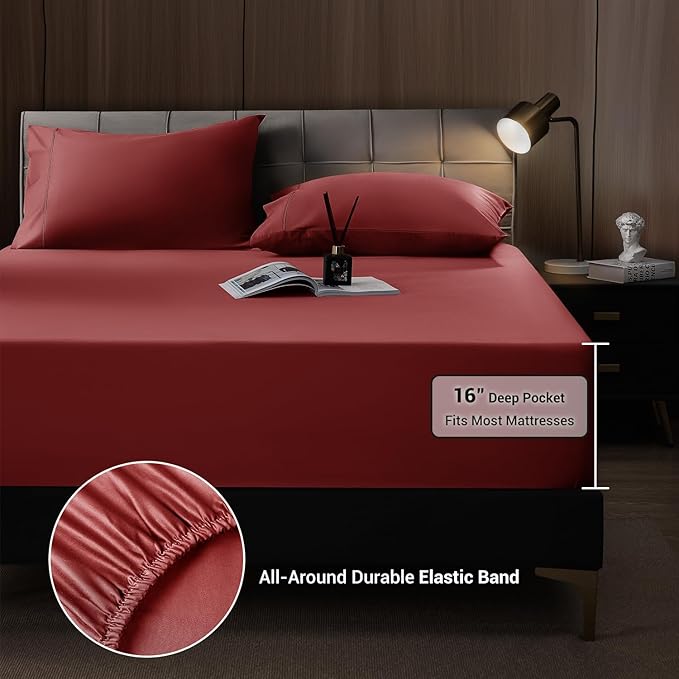Bamboo Cooling Bed Sheet Set - Queen - 4 Piece