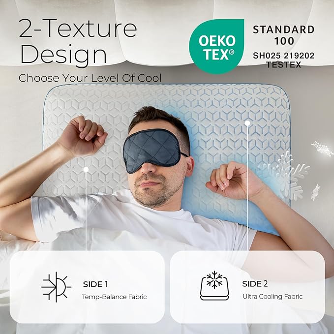 Memory Foam Cooling Bed Pillow - Queen - 2 Piece
