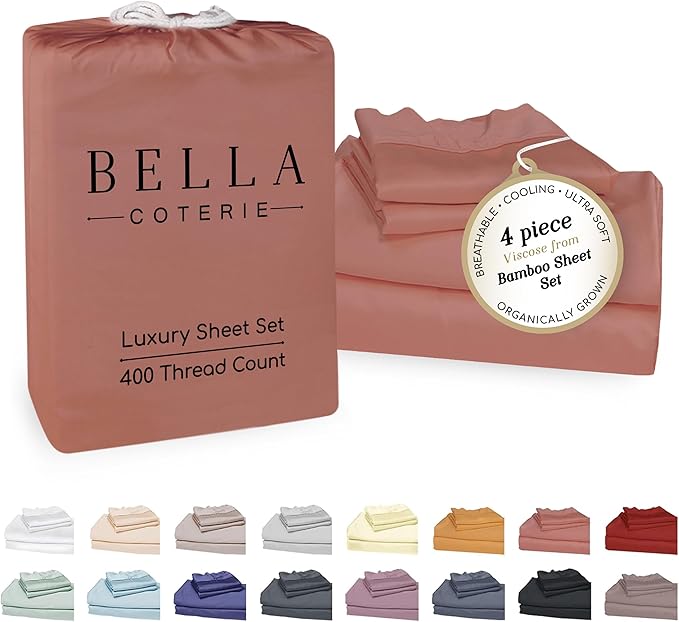 Bamboo Cooling Bed Sheet Set - King - 18 in Deep Pocket