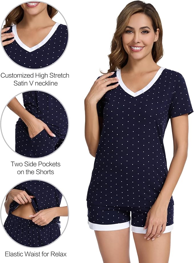 Women's Bamboo Cooling Pajama Set - Short Sleeve - 2 Piece
