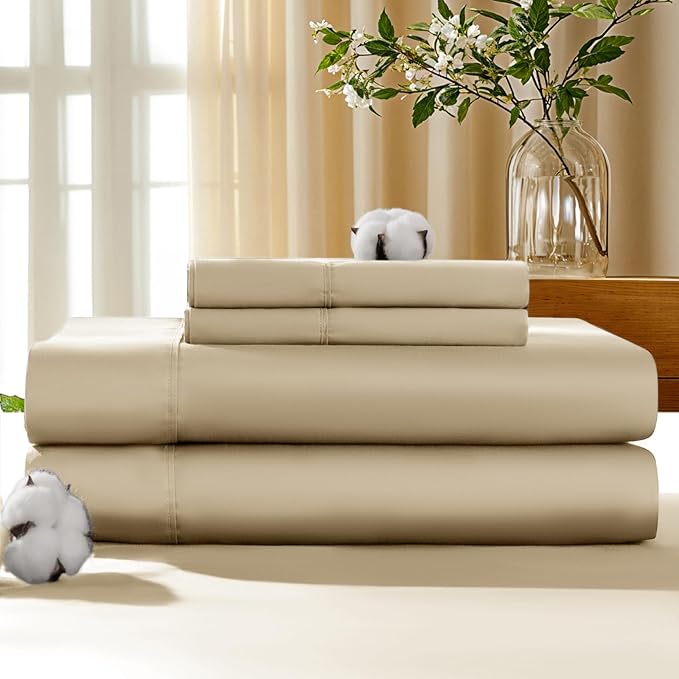 100% Cotton Bed Sheet Set - Queen - 4 Piece
