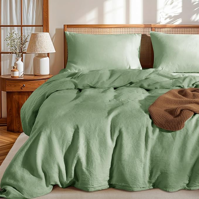 Linen Duvet Cover Set - California King - 3 Piece