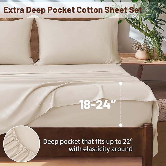 Linen Bed Sheet Set - Queen - 4 Piece