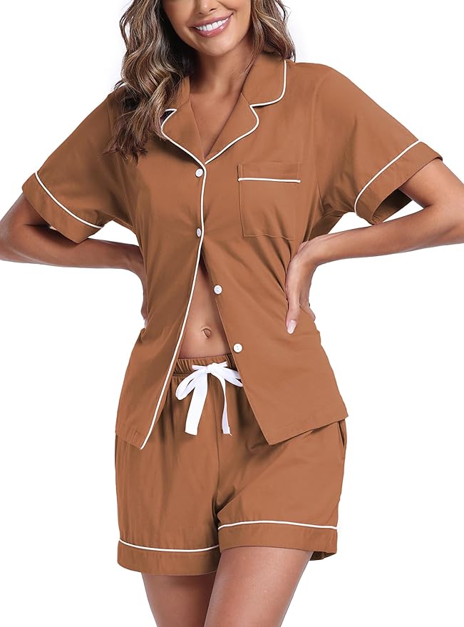 100% Cotton Pajama Set - Short Sleeve - 2 Piece
