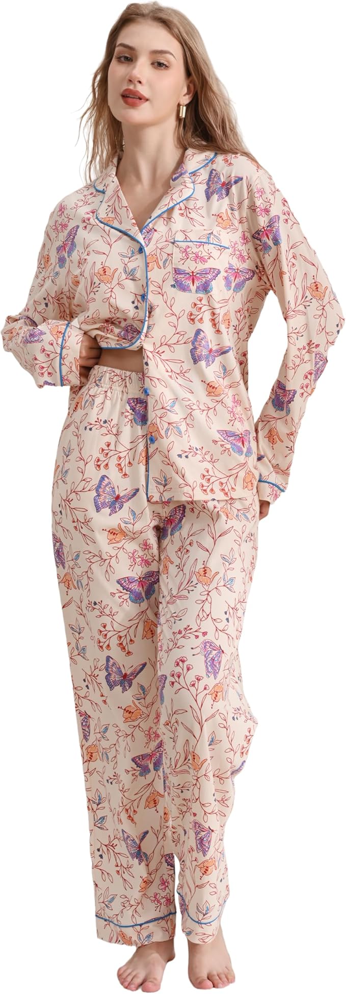 Women's 100% Cotton Pajama Set - Long Sleeve