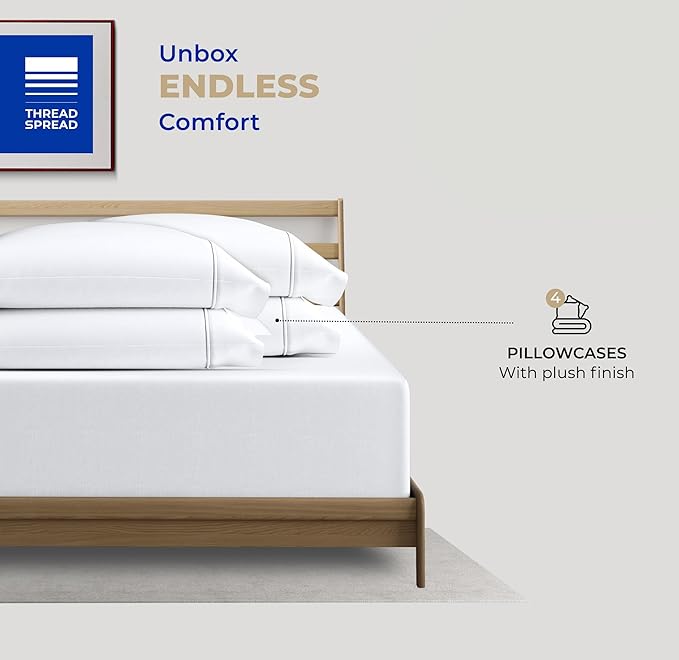 100% Cotton Pillowcase Set - Queen - 4 Piece