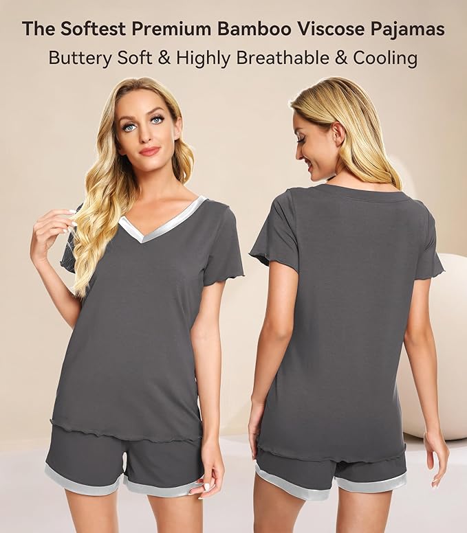 Women's Bamboo Cooling Pajama Set - Short Sleeve - 2 Piece