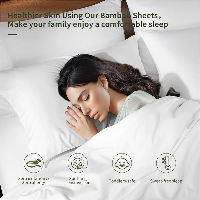 Bamboo Cooling Bed Sheet Set - California King - 6 Piece