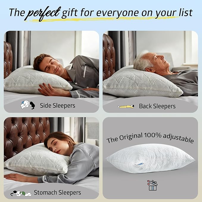 Memory Foam Cooling Bed Pillow - Standard - 2 Piece