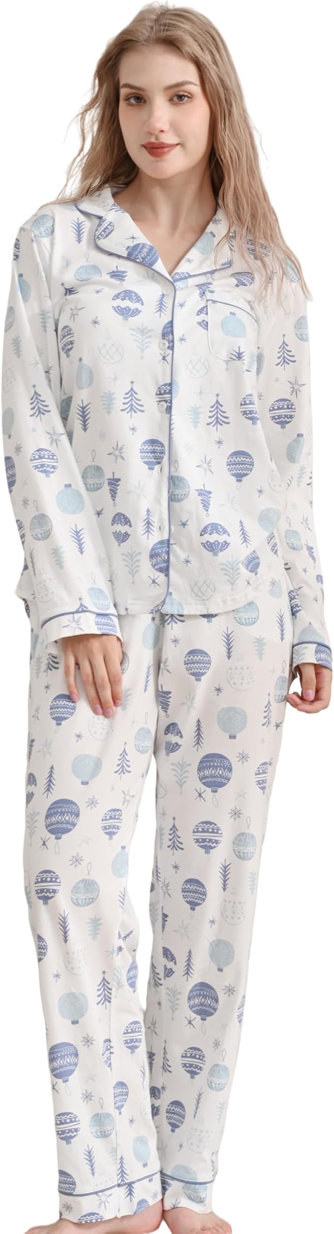 Women's 100% Cotton Pajama Set - Long Sleeve