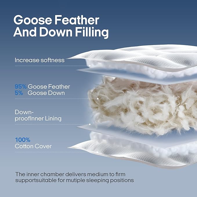 100% Cotton Bed Pillow - Standard - 20 x 26 in - 2 Pack
