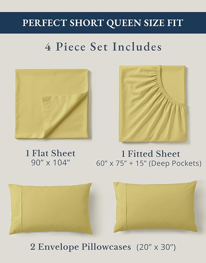 Linen Bed Sheet Set - Queen - 4 Piece