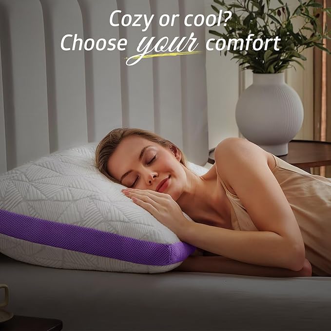 Memory Foam Cooling Bed Pillow - Queen - 2 Piece