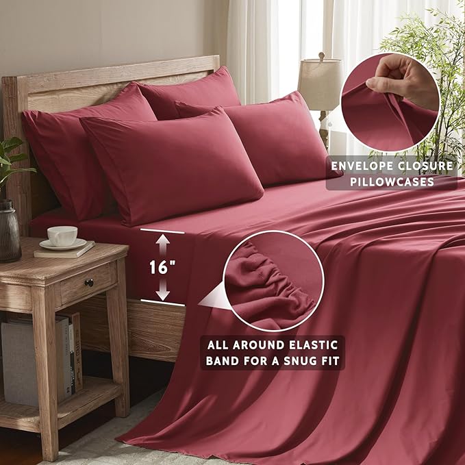 Cooling Bed Sheet Set - King - 16 in Deep Pocket - 6 Piece