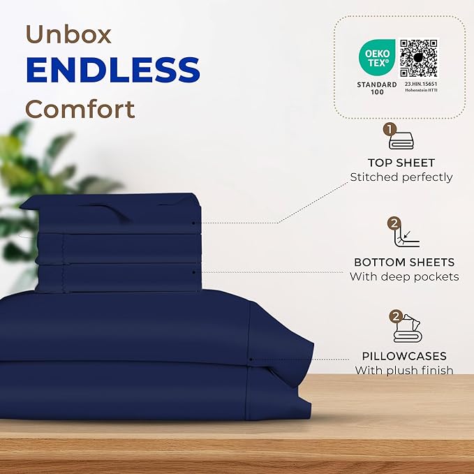 Cooling Bed Sheet Set - Split King - 16 in Deep Pocket - 5 Piece