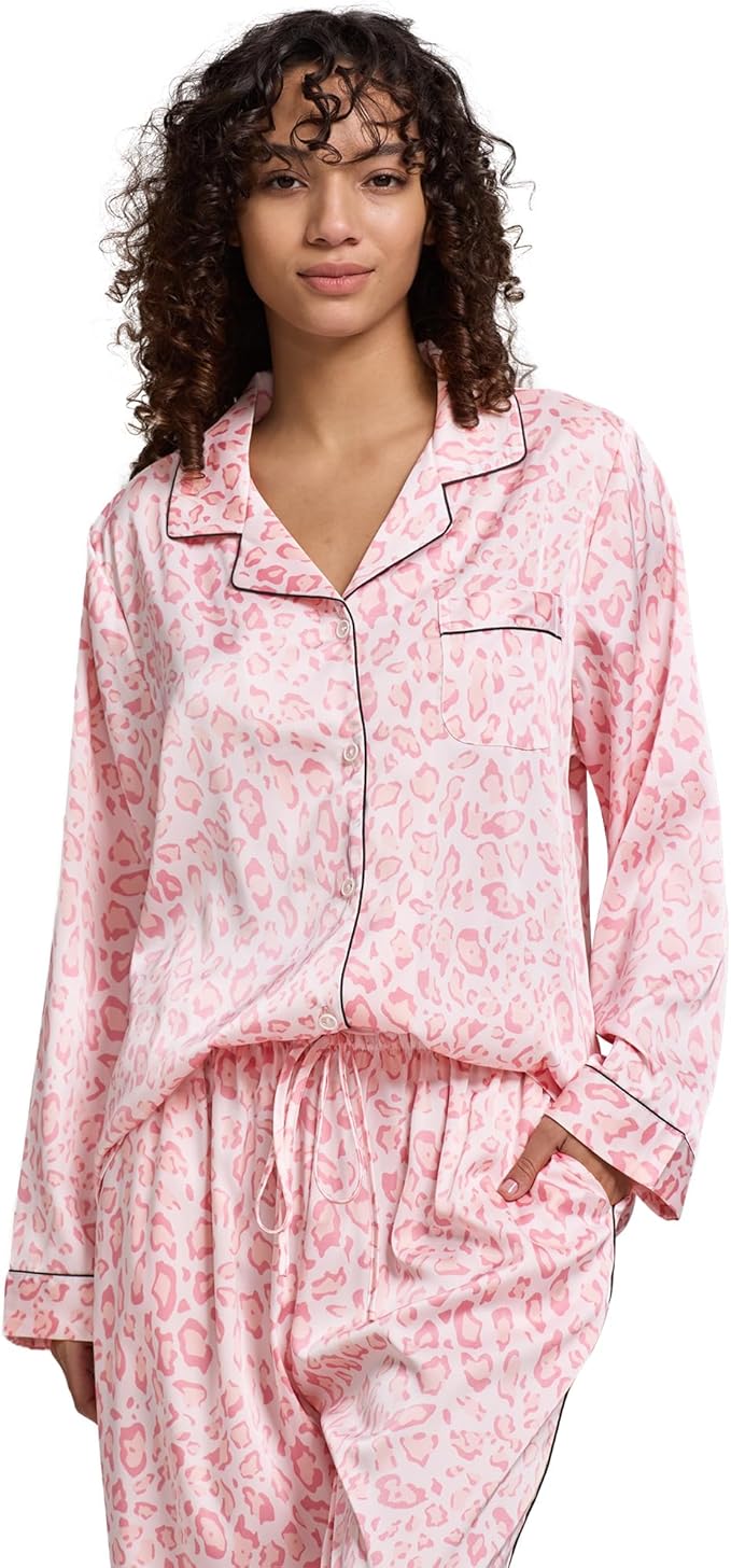 Satin Pajama Set - Long Sleeve - 2 Piece