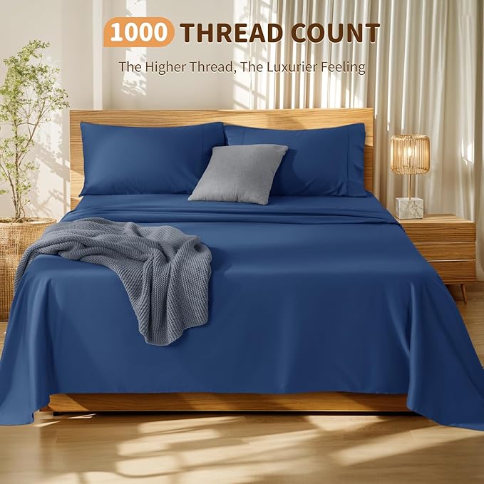 100% Cotton Bed Sheet Set - Queen - 4 Piece