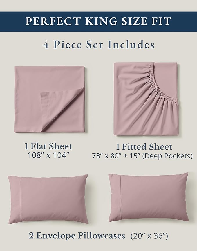 Linen Bed Sheet Set - King - 4 Piece