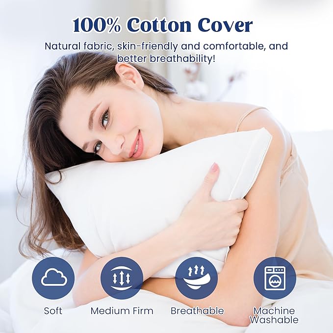 100% Cotton Bed Pillow - King - 2 Piece