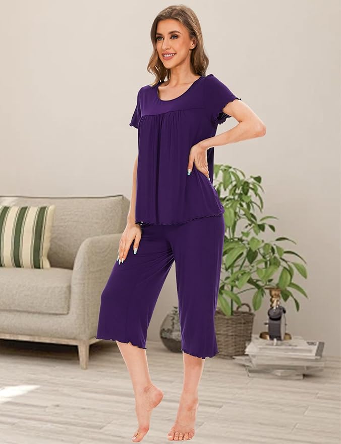 Bamboo Capri Pajama Set - Short Sleeve - 2 Piece
