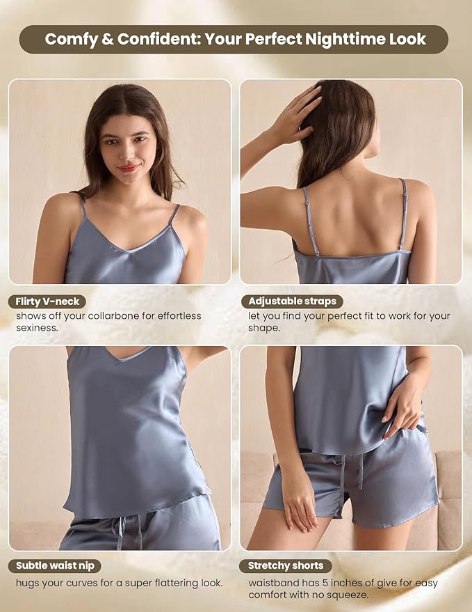 Women's Mulberry Silk Shorts Pajama Set - 2 Piece