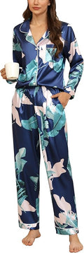 Women's Satin Pajama Set - Long Sleeve - 2 Piece