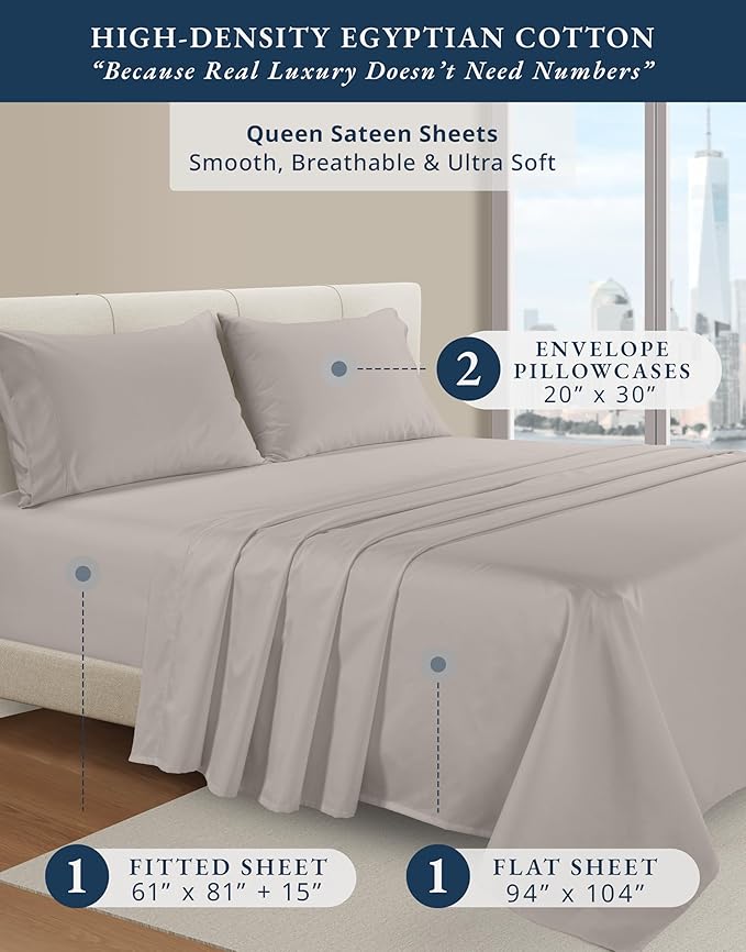 Linen Bed Sheet Set - Queen - 4 Piece
