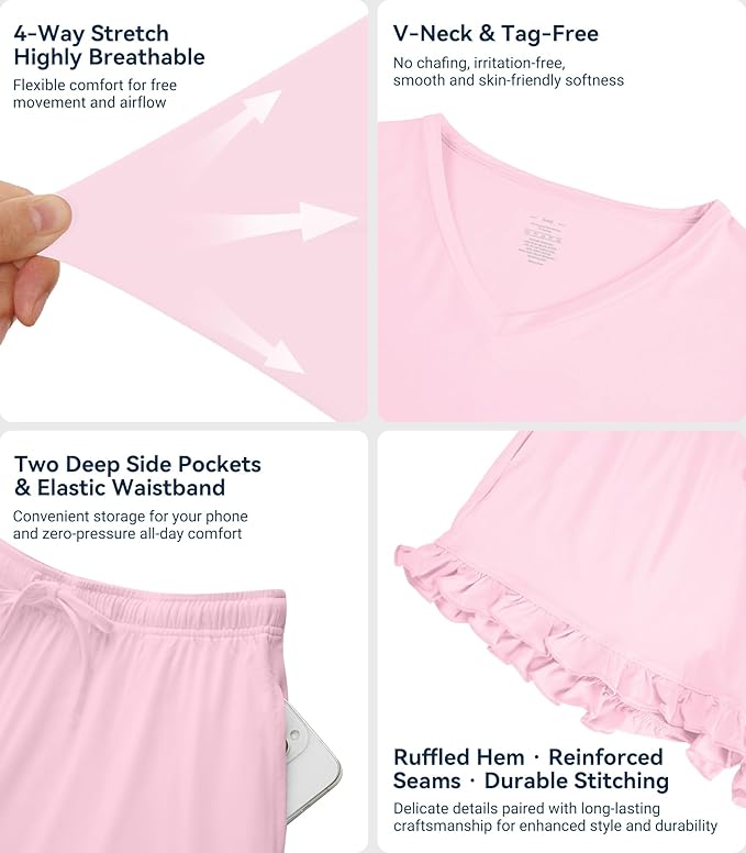 Bamboo Cooling Shorts Pajama Set - Short Sleeve - 2 Piece