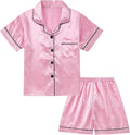 Satin Pajama Set - Short Sleeve - 2 Piece